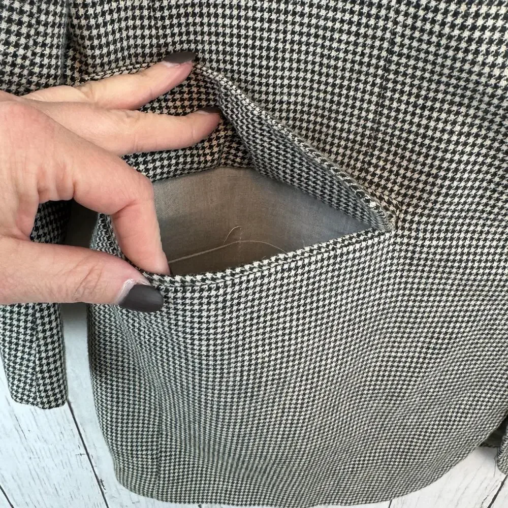 VTG Brooks Brothers Black White Houndstooth 2-Button Sport Coat Blazer Size 41L